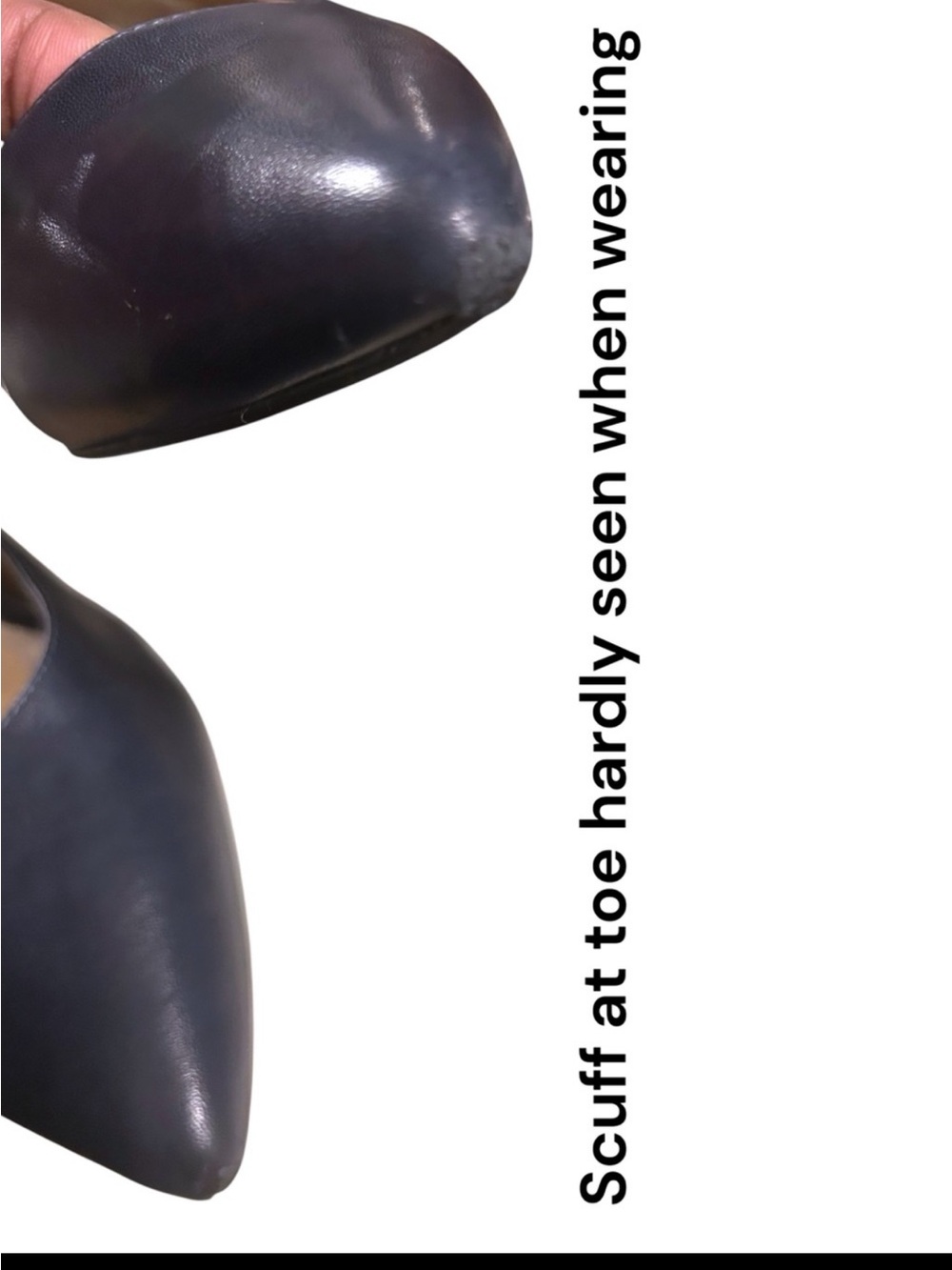 Navy Leather Pointed Toe Slingback Thick 2” Block Heels Size 11 - Picture 12 of 16